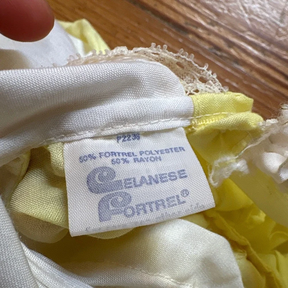 Celanese Fortrel Vintage Dress Kids Yellow Good Floral Gingham Applique SIZE‎ 6M